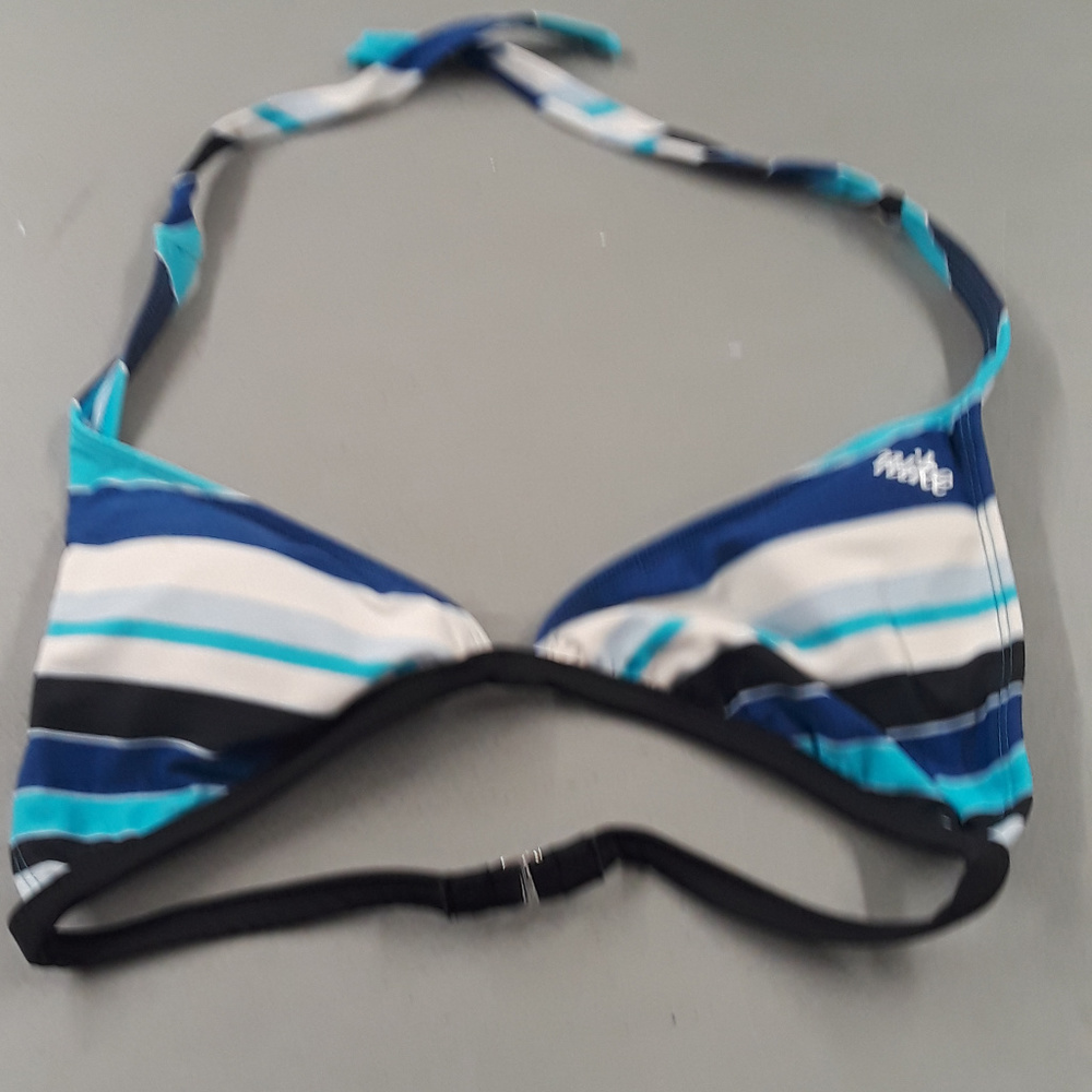 Nike blue and white striped bikini top